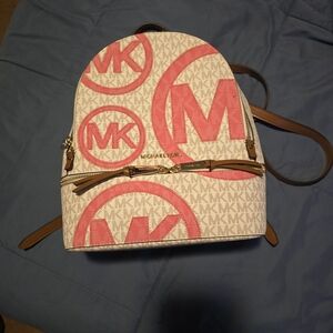 Michael Kors White and Pink Backpack